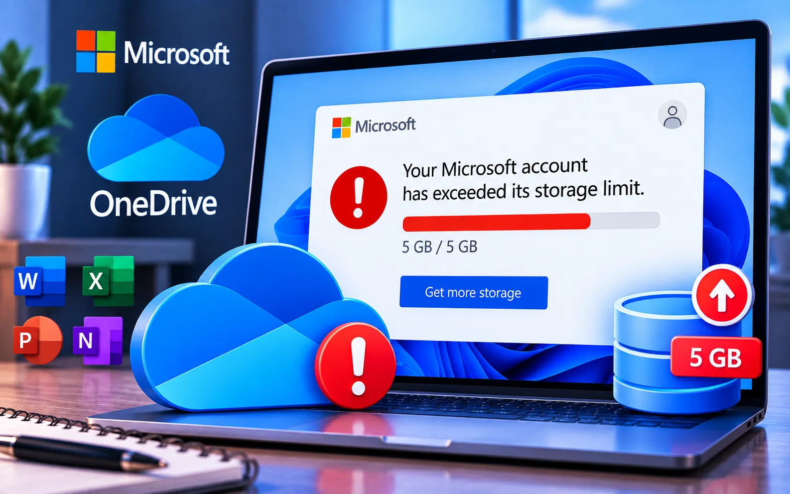 Microsoft account exceeded storage limit despite empty OneDrive